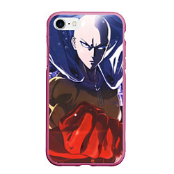 Чехол iPhone 7/8 матовый One Punch Man Сайтама, цвет: 3D-малиновый