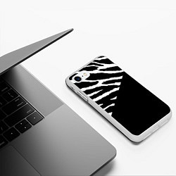 Чехол iPhone 7/8 матовый Полосы зебры с черным, цвет: 3D-белый — фото 2
