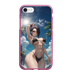 Чехол iPhone 7/8 матовый Девушка в купальник на море, цвет: 3D-малиновый