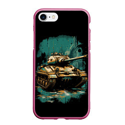 Чехол iPhone 7/8 матовый Танк т54, цвет: 3D-малиновый