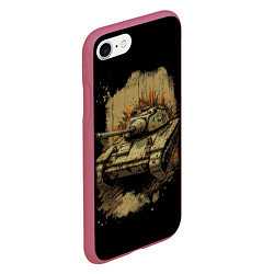 Чехол iPhone 7/8 матовый Т54 русский танк, цвет: 3D-малиновый — фото 2