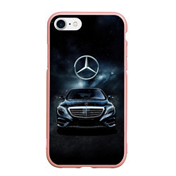 Чехол iPhone 7/8 матовый Mercedes Benz black, цвет: 3D-светло-розовый