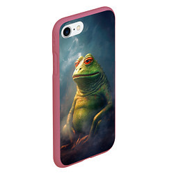 Чехол iPhone 7/8 матовый Пепе лягушка, цвет: 3D-малиновый — фото 2