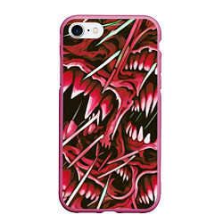 Чехол iPhone 7/8 матовый Красные клыки, цвет: 3D-малиновый