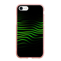 Чехол iPhone 7/8 матовый Зеленые абстрактные волны, цвет: 3D-светло-розовый