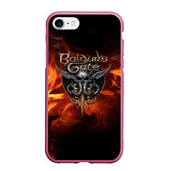 Чехол iPhone 7/8 матовый Baldurs Gate 3 fire logo