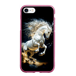 Чехол iPhone 7/8 матовый Конь Белая молния, цвет: 3D-малиновый