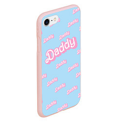 Чехол iPhone 7/8 матовый Папочка надпись в стиле Барби: паттерн голубой, цвет: 3D-светло-розовый — фото 2