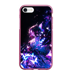Чехол iPhone 7/8 матовый Прекрасная Шинобу - Клинок демонов, цвет: 3D-малиновый