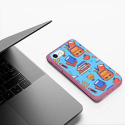 Чехол iPhone 7/8 матовый Школьный набор, цвет: 3D-малиновый — фото 2