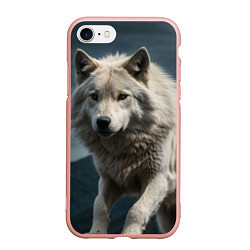 Чехол iPhone 7/8 матовый Белый волк вожак стаи, цвет: 3D-светло-розовый