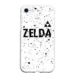 Чехол iPhone 7/8 матовый Zelda glitch на светлом фоне: символ сверху, цвет: 3D-белый