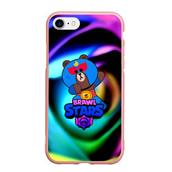 Чехол iPhone 7/8 матовый Brawl stars neon teddy, цвет: 3D-светло-розовый