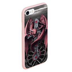 Чехол iPhone 7/8 матовый Красный кельтский дракон на готическом кресте, цвет: 3D-светло-розовый — фото 2