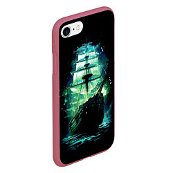 Чехол iPhone 7/8 матовый Изумрудный парусник, цвет: 3D-малиновый — фото 2