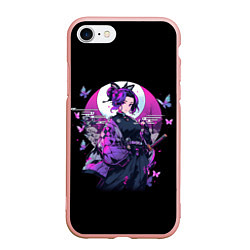 Чехол iPhone 7/8 матовый Шинобу - Клинок демонов, цвет: 3D-светло-розовый
