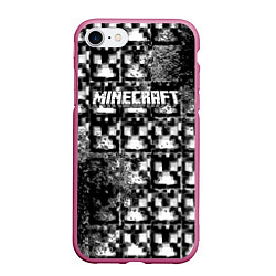 Чехол iPhone 7/8 матовый Minecraft online game, цвет: 3D-малиновый