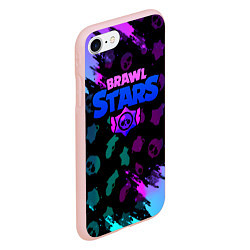 Чехол iPhone 7/8 матовый Brawl stars neon logo, цвет: 3D-светло-розовый — фото 2