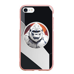 Чехол iPhone 7/8 матовый Белая горилла, цвет: 3D-светло-розовый