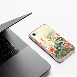 Чехол iPhone 7/8 матовый Тигровые лилии - японский стиль, цвет: 3D-светло-розовый — фото 2