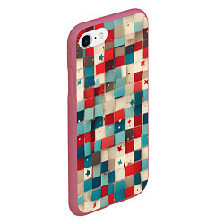 Чехол iPhone 7/8 матовый Ретро квадраты ванильные, цвет: 3D-малиновый — фото 2