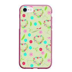 Чехол iPhone 7/8 матовый Цветы и веточки - венок, цвет: 3D-малиновый