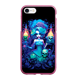 Чехол iPhone 7/8 матовый Сказочная ведьма с черепами, цвет: 3D-малиновый