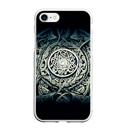 Чехол iPhone 7/8 матовый Орнамент и руны скандинавских викингов, цвет: 3D-белый