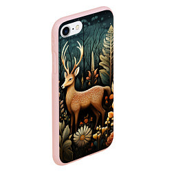 Чехол iPhone 7/8 матовый Лесной олень в стиле фолк-арт, цвет: 3D-светло-розовый — фото 2