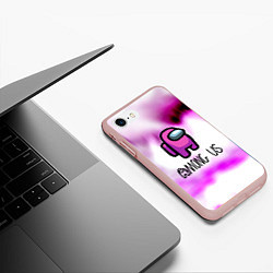 Чехол iPhone 7/8 матовый Among us game pink, цвет: 3D-светло-розовый — фото 2