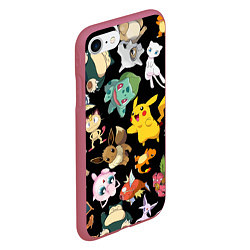Чехол iPhone 7/8 матовый Пикачу и другие покемоны, цвет: 3D-малиновый — фото 2