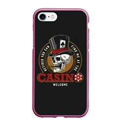 Чехол iPhone 7/8 матовый Casino, цвет: 3D-малиновый