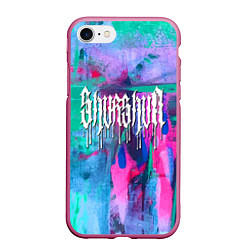 Чехол iPhone 7/8 матовый Shurshun - tie-dye, цвет: 3D-малиновый