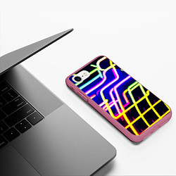 Чехол iPhone 7/8 матовый Авангардный неоновый паттерн, цвет: 3D-малиновый — фото 2