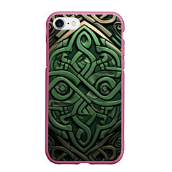 Чехол iPhone 7/8 матовый Симметричный узор в ирландском стиле, цвет: 3D-малиновый