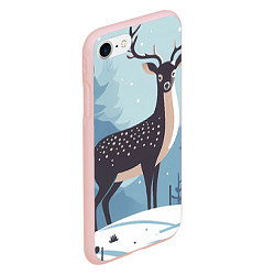 Чехол iPhone 7/8 матовый Зимняя сказка олень в лесу, цвет: 3D-светло-розовый — фото 2