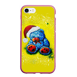 Чехол iPhone 7/8 матовый Плюшевый синий Санта, цвет: 3D-малиновый