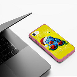 Чехол iPhone 7/8 матовый Плюшевый синий Санта, цвет: 3D-малиновый — фото 2