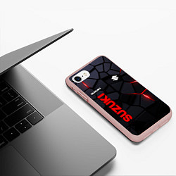 Чехол iPhone 7/8 матовый Suzuki - плиты с эффектом свечения, цвет: 3D-светло-розовый — фото 2