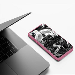 Чехол iPhone 7/8 матовый Дом с привидениями, цвет: 3D-малиновый — фото 2