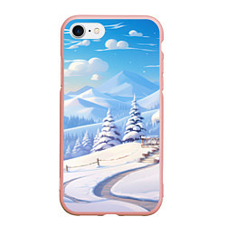 Чехол iPhone 7/8 матовый Снежный новогодний денек, цвет: 3D-светло-розовый