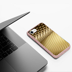 Чехол iPhone 7/8 матовый Золотая сетка абстракция, цвет: 3D-светло-розовый — фото 2