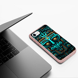 Чехол iPhone 7/8 матовый Орнамент в ацтекском стиле, цвет: 3D-светло-розовый — фото 2