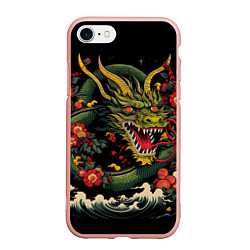 Чехол iPhone 7/8 матовый Зеленый дракон, цвет: 3D-светло-розовый
