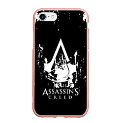 Чехол iPhone 7/8 матовый Assassins Creed белые краски, цвет: 3D-светло-розовый