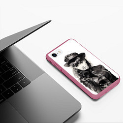 Чехол iPhone 7/8 матовый Ретро брюнетка с камерой, цвет: 3D-малиновый — фото 2