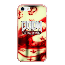Чехол iPhone 7/8 матовый Doom Eteranal символы марса, цвет: 3D-светло-розовый
