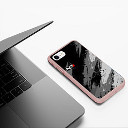 Чехол iPhone 7/8 матовый N7 - mass effect monochrome, цвет: 3D-светло-розовый — фото 2