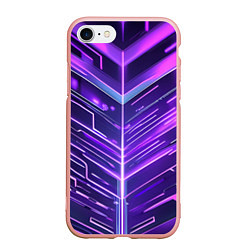 Чехол iPhone 7/8 матовый Фиолетовые неон полосы киберпанк, цвет: 3D-светло-розовый