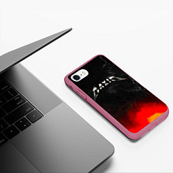 Чехол iPhone 7/8 матовый Максим в стиле Металлика - огонь и искры, цвет: 3D-малиновый — фото 2